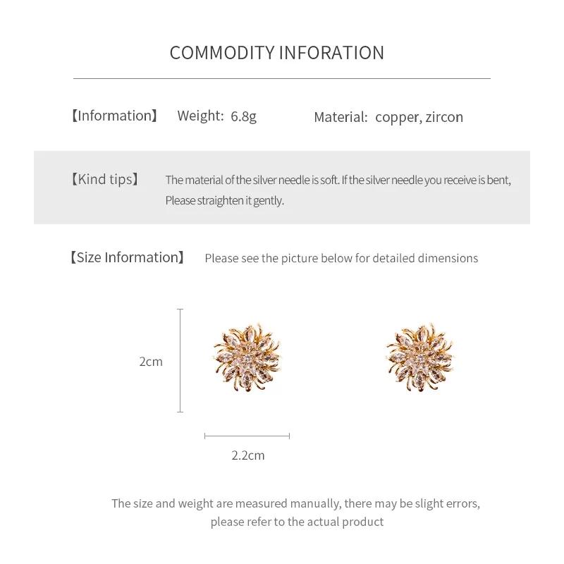 High-quality Zircon Crystal Snowflake Earring for Women Light Luxury Exquisite Stud Earrings High-end Fashion Accessories Gifts