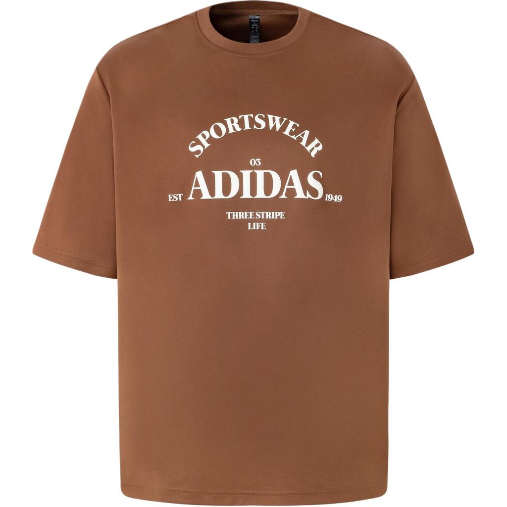 adidas Round Neck Letter Print Casual Short Sleeve Drop Shoulder T-Shirt JD0440