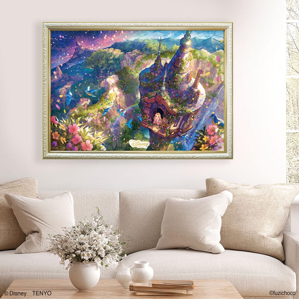 Tenyo (Made in Japan) 1000-piece jigsaw puzzle, Disney Rapunzel Wondrous Fantasy (51x73.5cm), D-1000-899, by Fuzichoco. Includes glue, spatula, and se