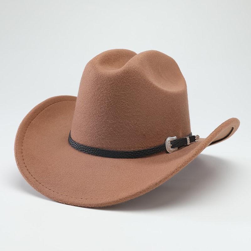 Western Cowboy Hat Jazz Hat Panama Hat Sun Hat Felt Wide Brim Fedora Decorative Rolled Hat