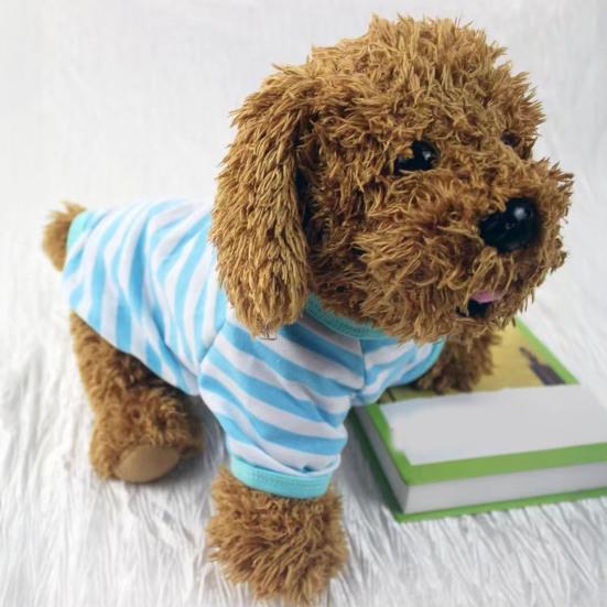 Dogs Striped T-Shirt Pet Round Neck Tee Shirt Short Sleeve Casual Pullover Puppy Apparel for Small Medium Dogs