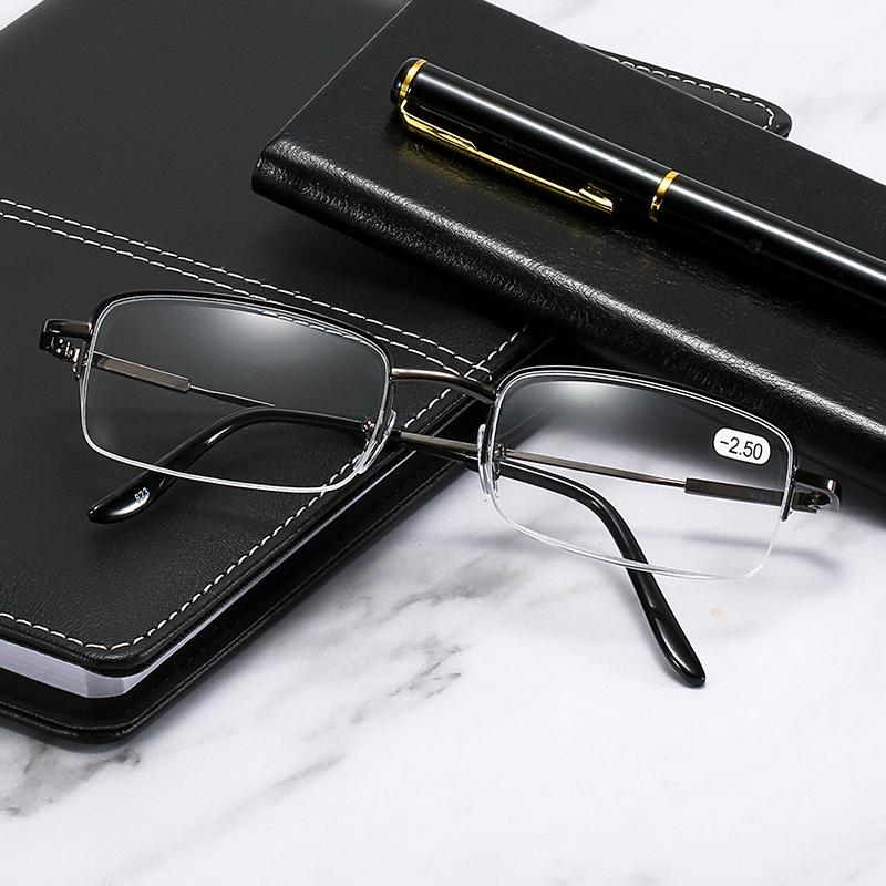 823 Metal Frame Half Rim Presbyopia Minus 250 Supplier Glasses Women Corrective Eyeglasses Flexible Reading Glasses