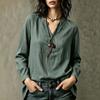 Women's Linen Shirt Casual Long Sleeve Color Button Down Top for Work and Daily Wear