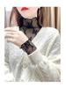 Women's High-End Lace Base Layer Top, Autumn/Winter, Velvet Warmth, Mesh Jacquard Collar, Slightly Sheer, Stylish Design