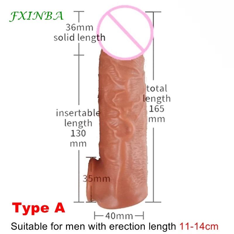 16.5/18cm Realistic Penis Extender Cock Sleeve Penis Enlarger Enlargement Reusable Delay Condoms For Men Dildo Sex Toys