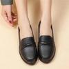 Spring Women's Small Leather Shoes Doudou Shoes Black Low-top Casual Shoes Round Head Soft Sole Mother Shoes Loafers