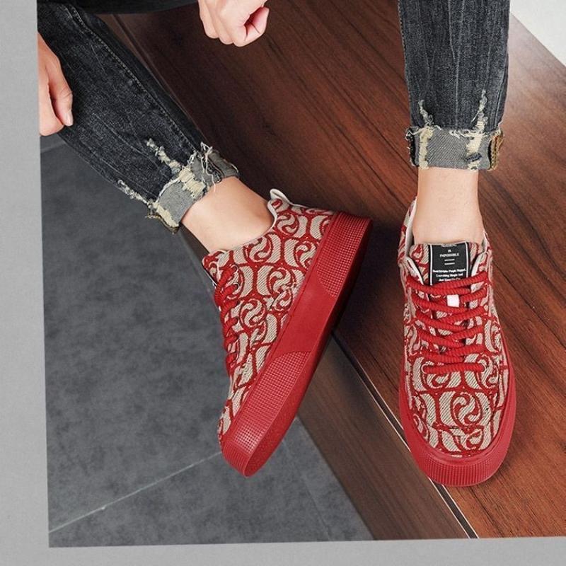 Designer Herrenschuhe Neue Drucke Männliche Sneakers Canvas Schuhe für Männer Trendy Street Skateboard Schuhe Frühling Herbst Spitze Herrenschuhe