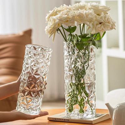 Light Luxury Glacier Glass Vase: Transparent, Thickened Design for Fresh Flowers or Lucky Bamboo In Living Rooms and Dining Tables