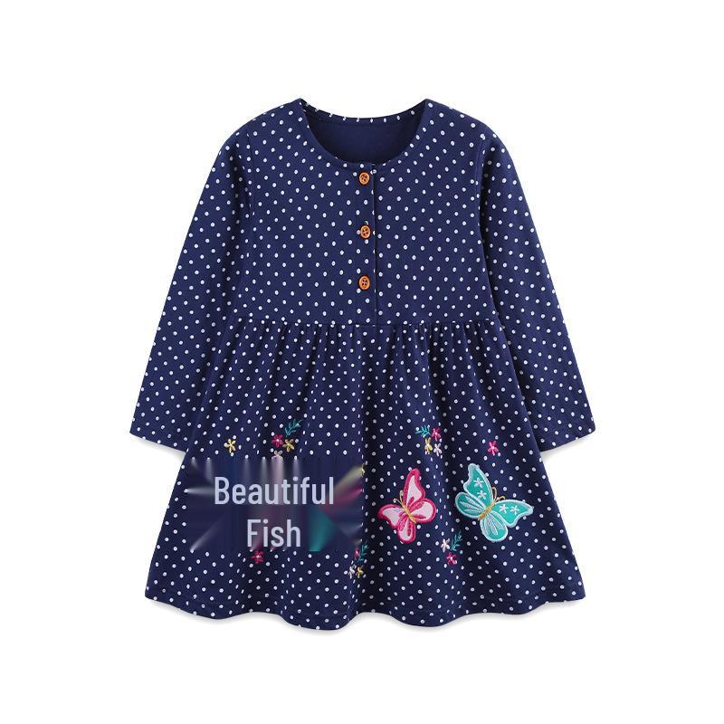 European Style Embroidered Butterfly Princess Dress - Autumn Fashion for Girls 100cm (3Y)