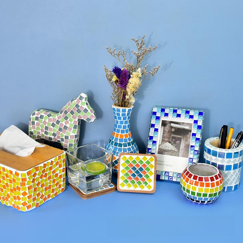 450pcs 1cm Colorful Crystal Glass Mosaic Tiles for Creative DIY Children's Art