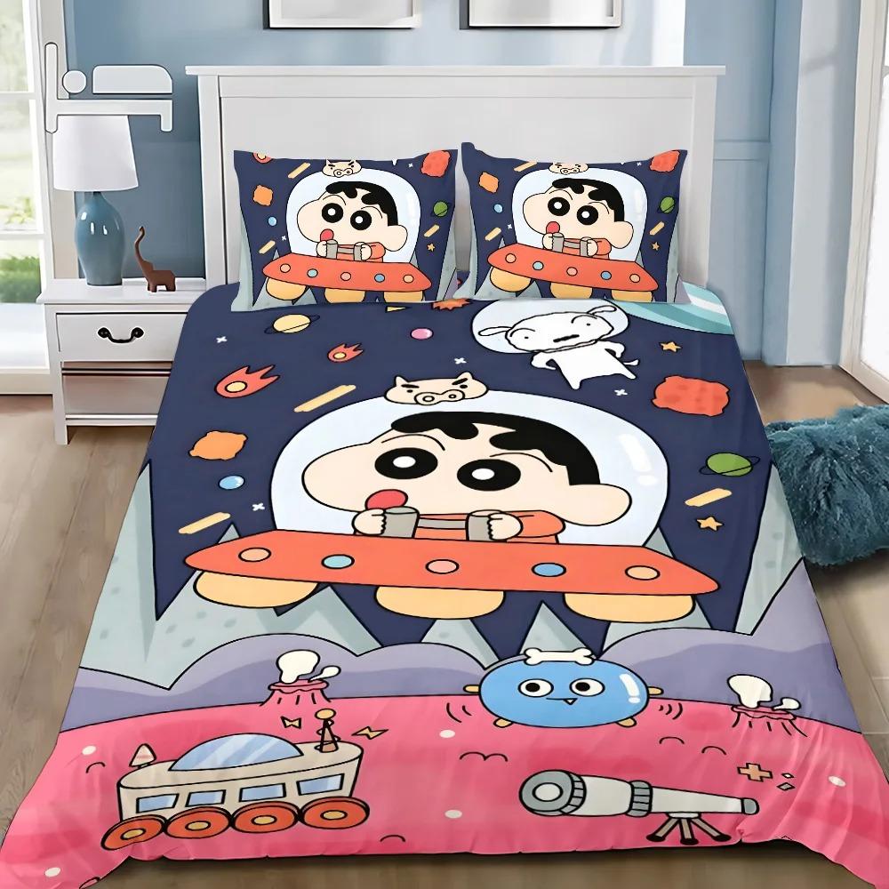 Cute Shin-Chans Catoon Crayon Duvet Cover Set Bedding Set Bedroom Decoration 2/3piece set Youth Kids Girl Boys Gift