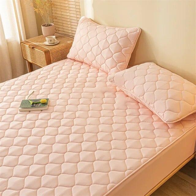 Soy Cotton Bedding Thick Quilted Mattress Cover Elastic Fitted Mattress Protector Bed Linens Soft Pad for Bed Without Pillowcase