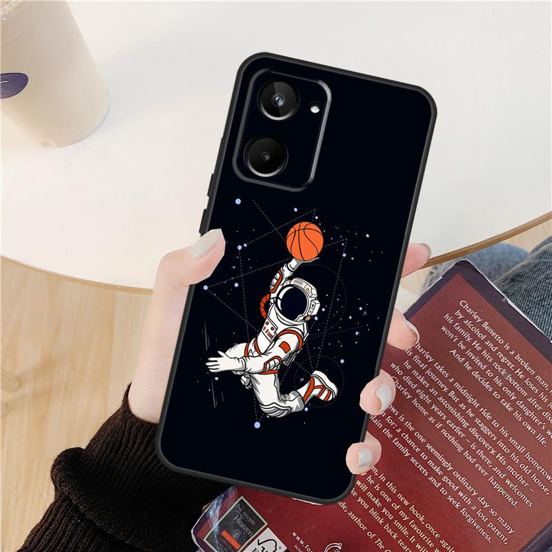 Astronaut Slam Dunk Basketball Case For Realme C61 C67 C53 C55 C75 C51 C21Y C25S GT 6 6T 5 GT7 Pro 10 11 12 13 14 Pro Plus