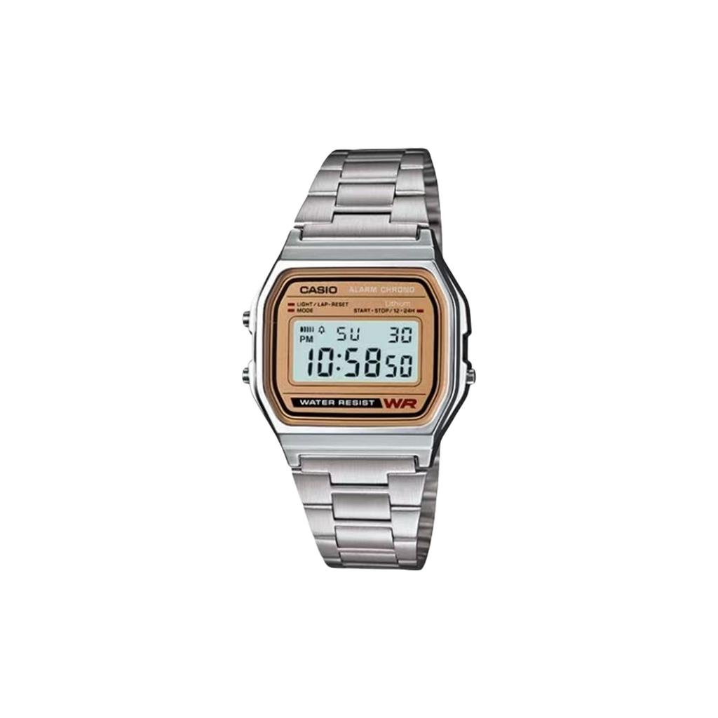 CASIO Custom Collection Electronic Movement Leather Strap Watch Men's Watches Yellow Watch Dial A158WEA-9 Watch5--