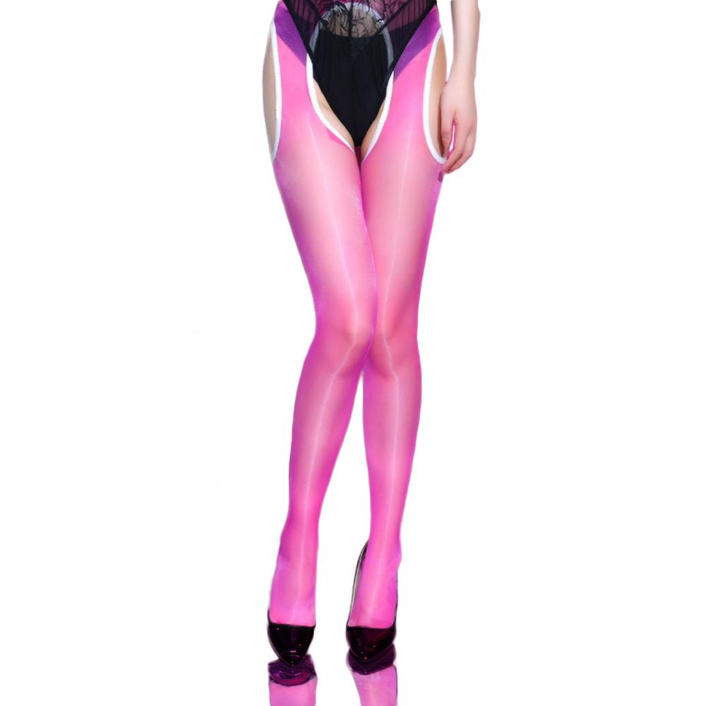 Sexy Women 1D Sheer See Through Hollow Out Stockings Crotchless Sexy Tights Stockings Sheer Shiny Glossy Pantyhose Plus Size