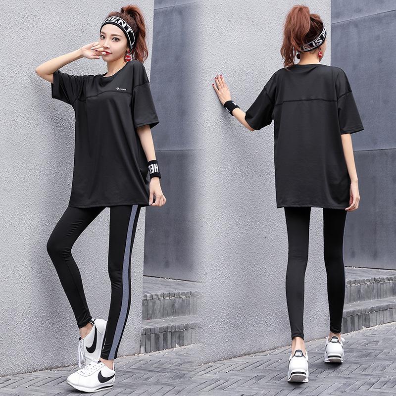 Plus Size Sporty Yoga Three-Piece Set - Breathable, Loose-Fit, Quick-Dry Short Sleeve Fitness Wear for Spring/Summer