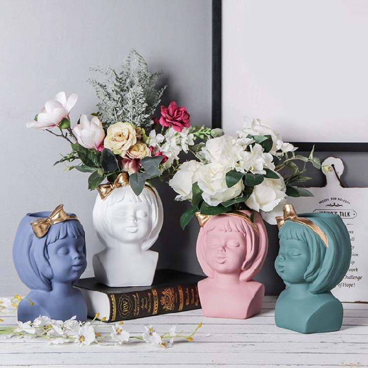 Bowknot Girl Flower Pot Silicone Resin Mould DIY Succulent Planter Molds Craft