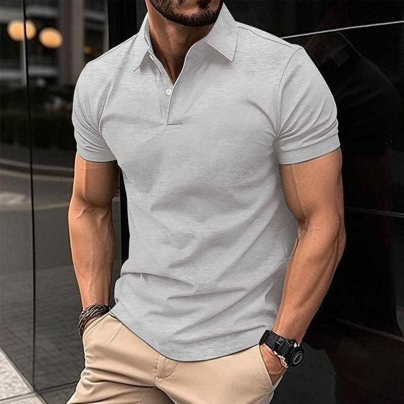 Short Sleeve POLO Shirt Button Solid Color Men's Sweatshirt