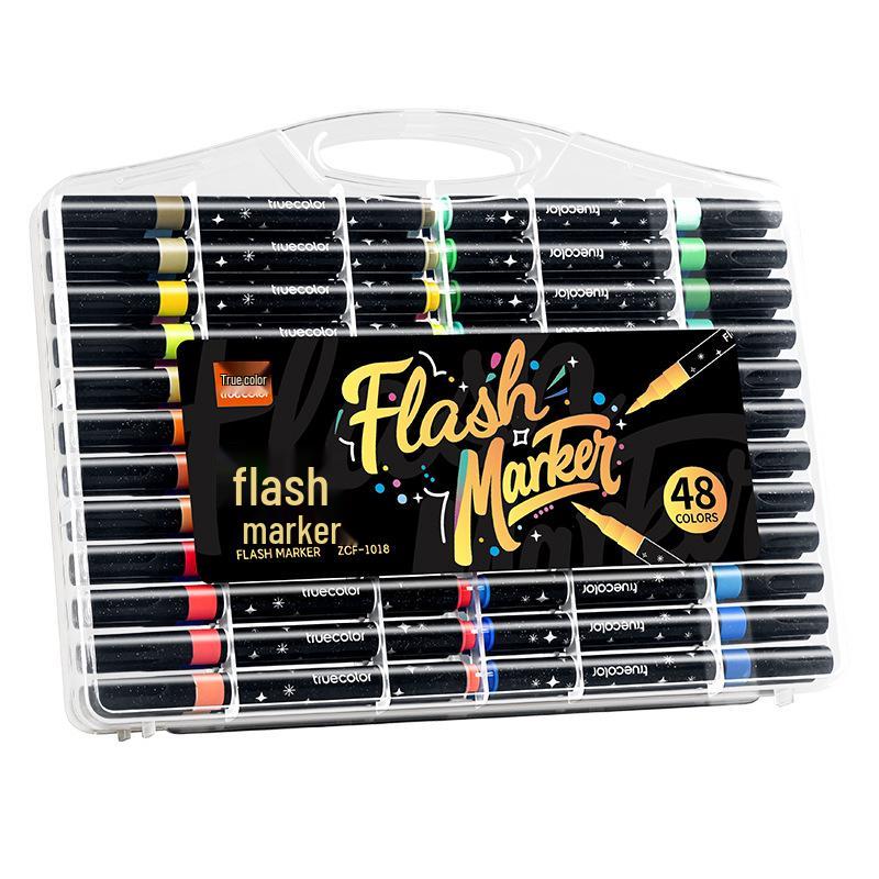 True Color Double-Ended Soft Tip Watercolor Marker for Kids - Black Box Doodle Pen