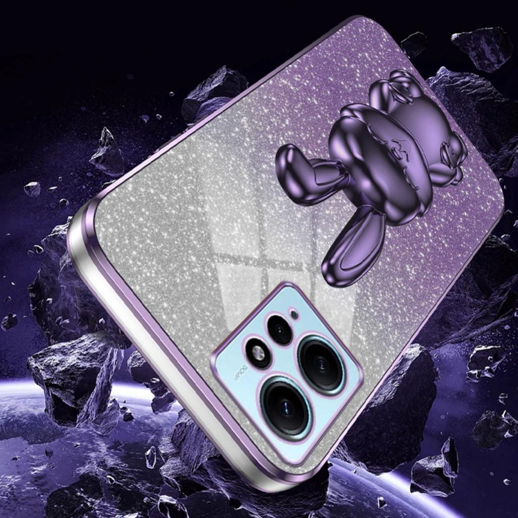 For Xiaomi Redmi Note 12 4G Case Cute Rabbit Anti-shock Phone Cover with Pull-out Kickstand