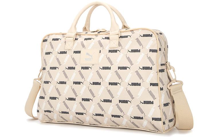PUMA Artificial Leather With Textile Shoulder Bag, Handbag Regular Women s Beige 079164-02 OSFA
