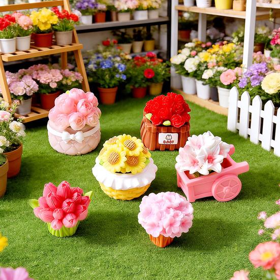 Mini Resin Artificial Flower Miniature Dollhouse Flower Accessories Tiny Potted Plants Ornament for Micro Landscape Doll House Fairy Garden