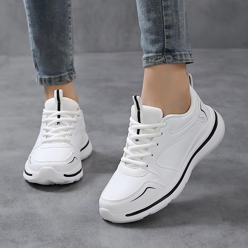 Ladies spring new waterproof leather surface soft sole casual sports shoes women's shoes sports light and comfortable running shoes
