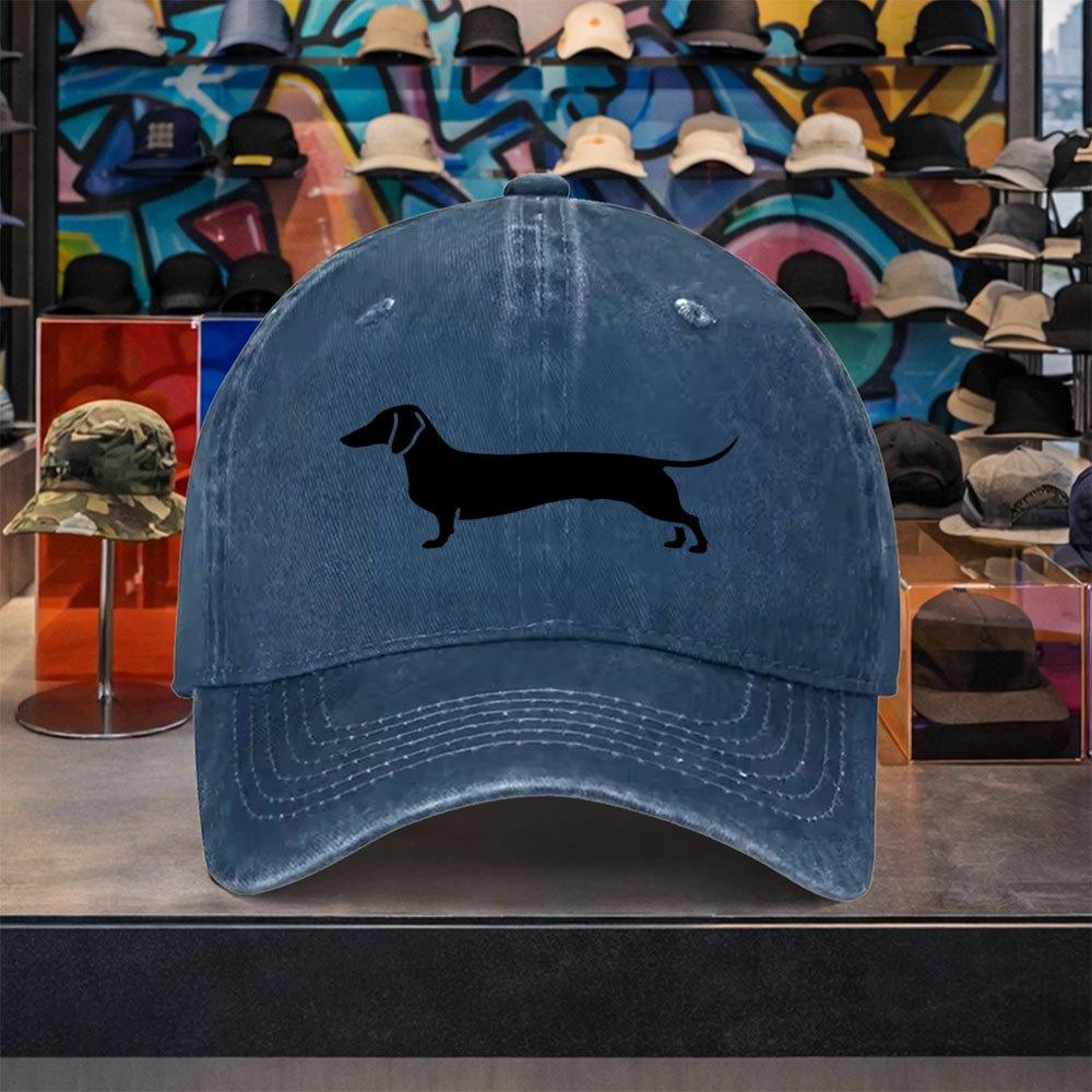 Dachshund Silhouette Baseball Cap Washed Cotton Adjustable Casual Curved Brim Hat for Unisex