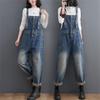 Denim Loose Autumn Size [Mohokyo] Women's Overalls, Fit, Wide-Leg Jeans, Figure-Flattering, Spring, Summer, (Color Shown, L)
