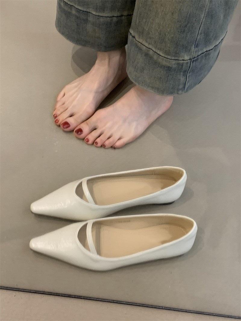 

Нежный сказочный ветер вечерний ветер туфли-лодочки 2025 новый милый темперамент элегантные остроносые с мелким вырезом балетки 40 бежевый