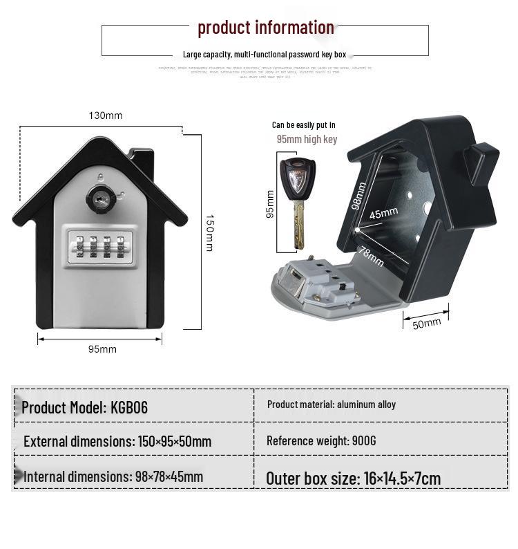 Dual-Access Combination Lock Key Box for Homes & Construction Sites
