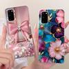 For Samsung Galaxy S20 Plus Case SM-G985F Luxury Bow Flowers Painted Cover Soft Silicone Case For Samsung S20+ S 20 Plus 5G Bags