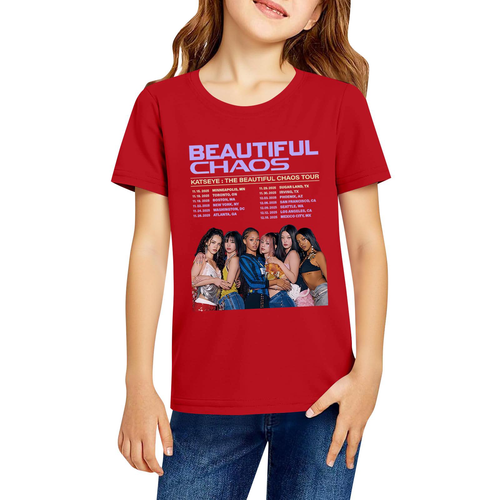 

Модная рабочая одежда с короткими рукавами и круглым вырезом, топы с принтом для детских летних топов 150 красный