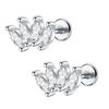 1/5PCS Steel 16G Cluster Marquise CZ Tragus Helix Stud Conch Lobe Rook Cartilage Leaf Flat Back Labret Stud Earrings Jewelry