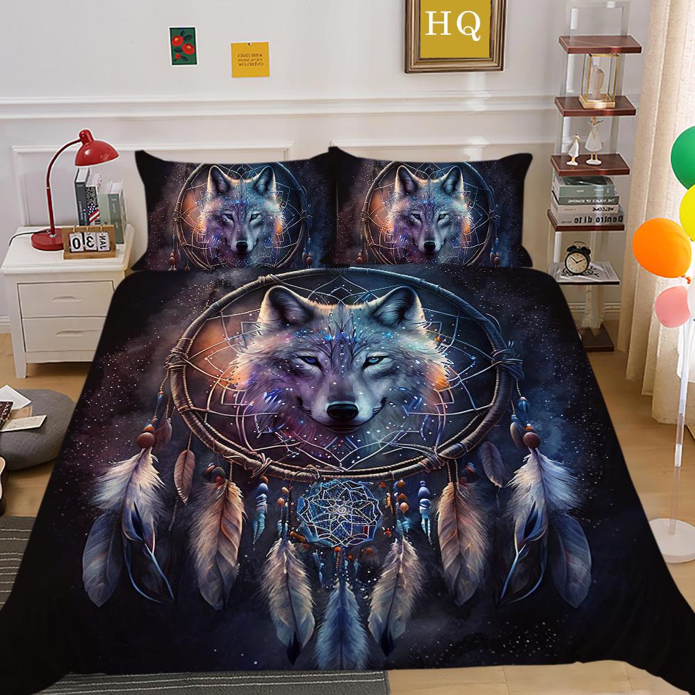 Bettbezüge, Wolf-Druck, Mikrofaser, Einzelbett-Bettwäsche-Set, Bezug für Kinder, weich, hochwertige Heimbettwäsche