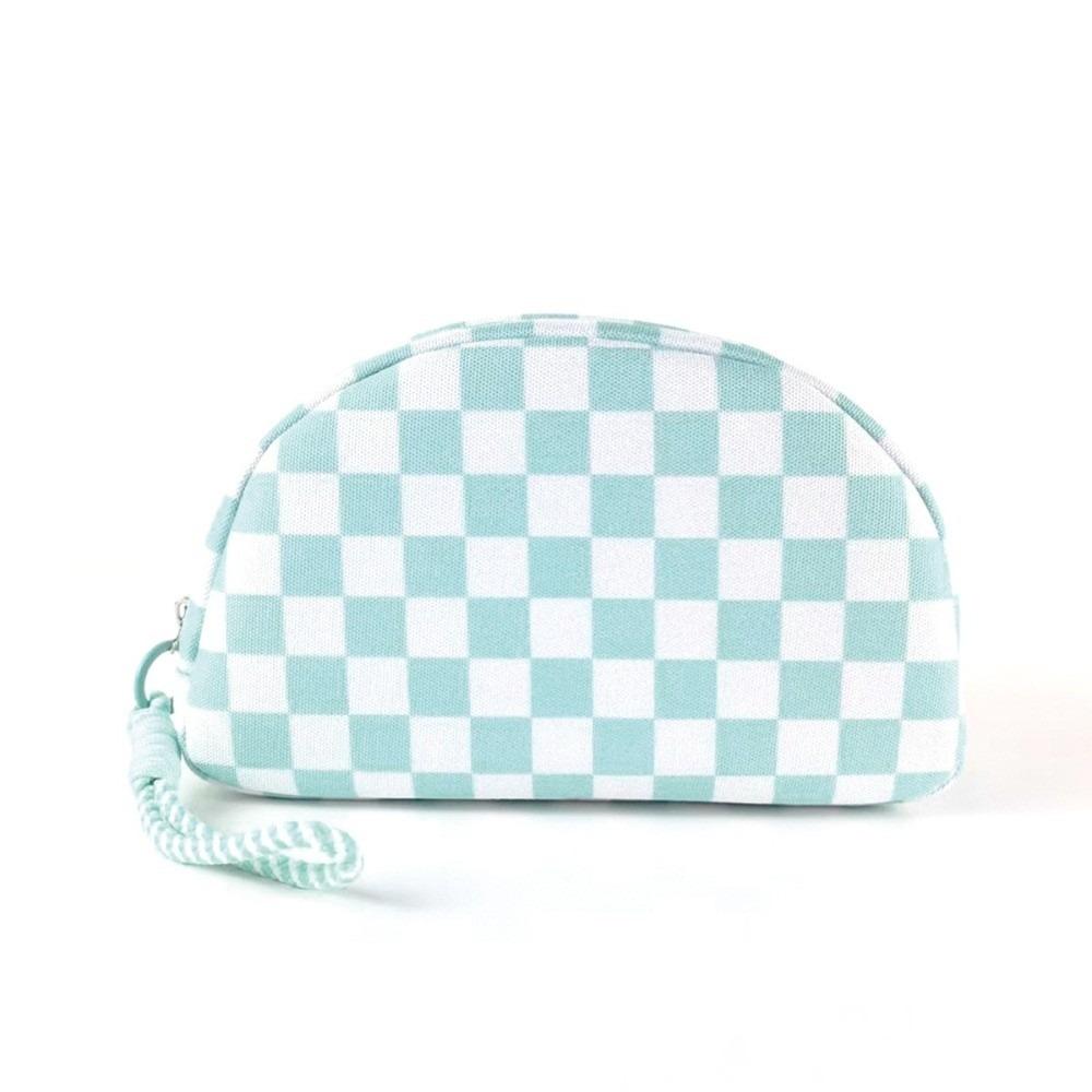 with Hand Strap Checkered Pattern Cosmetic Bag Waterproof Toiletry Bag Makeup Organizer Travel