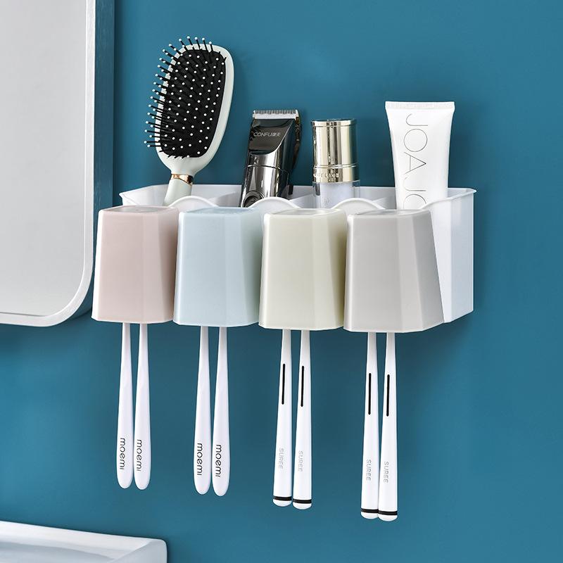820 Bathroom Wall-Mounted Toothbrush Rack, Non-Punching Washing Cup, Toothpaste Storage Rack, Bathroom Washing Cup Set