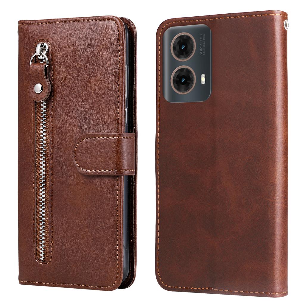 For Motorola Moto G85 5G/S50 Neo 5G Case Zipper Wallet Calf Texture PU Leather Phone Cover