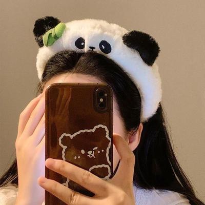 Linda Diadema de Felpa de Panda de Dibujos Animados para Lavado de Cara de Mujer, Diadema Divertida y Creativa para Parque de Atracciones, Accesorios para el Cabello de Zoológico