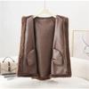 Autumn and Winter Women's Fur One-piece Faux Fur Hooded Mid-length Coat