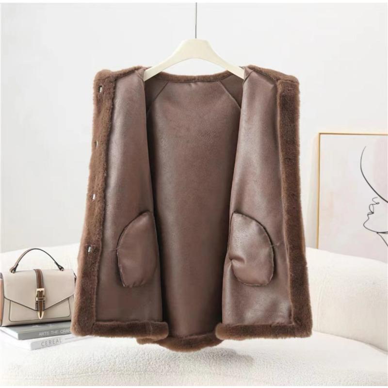 Autumn and Winter Women's Fur One-piece Faux Fur Hooded Mid-length Coat