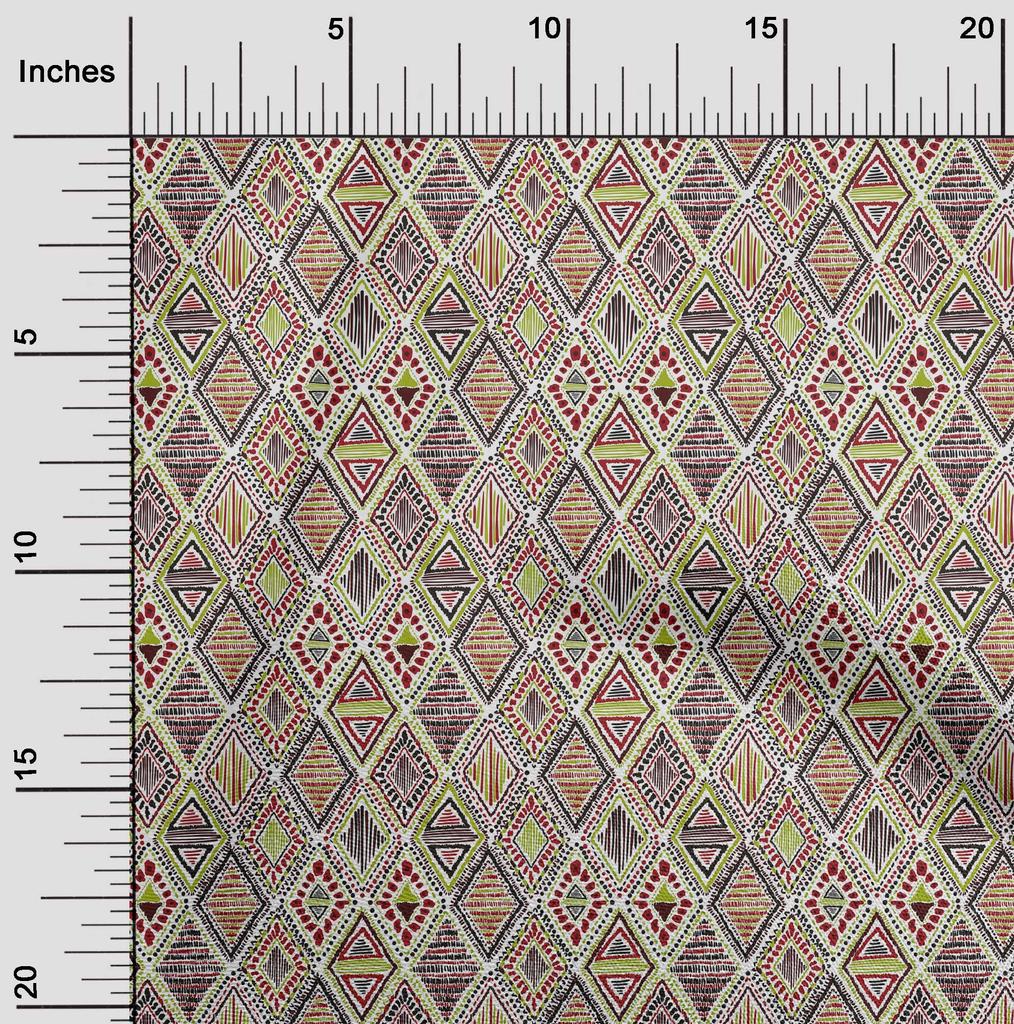 oneOone Cotton Flex Green Fabric Tribal Quilting Supplies Print Sewing Fabric by The Yard 40 Inch