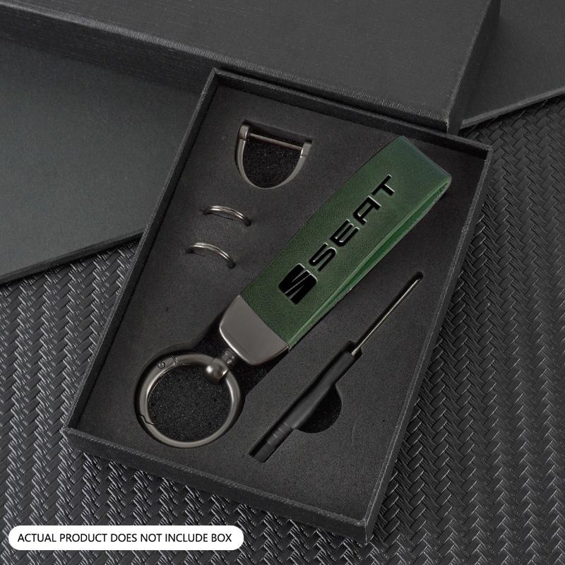 Metal Vintage Leather Car Styling Keychain Key Ring For Seat Leon 5F Mk3 Ibiza 6J Tarraco Arona Ateca Alhambra Auto Accessories