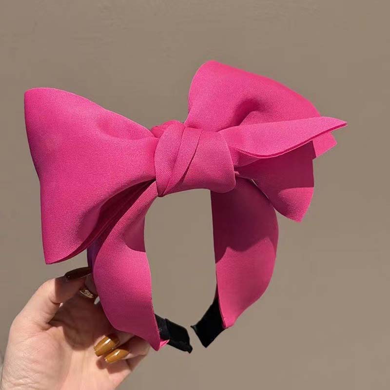 New Arrival Rose Red Big Bowknot Headband Hair Hoop For Women Korean Solid Color Wide Hair Band Bezel Hair Accessories