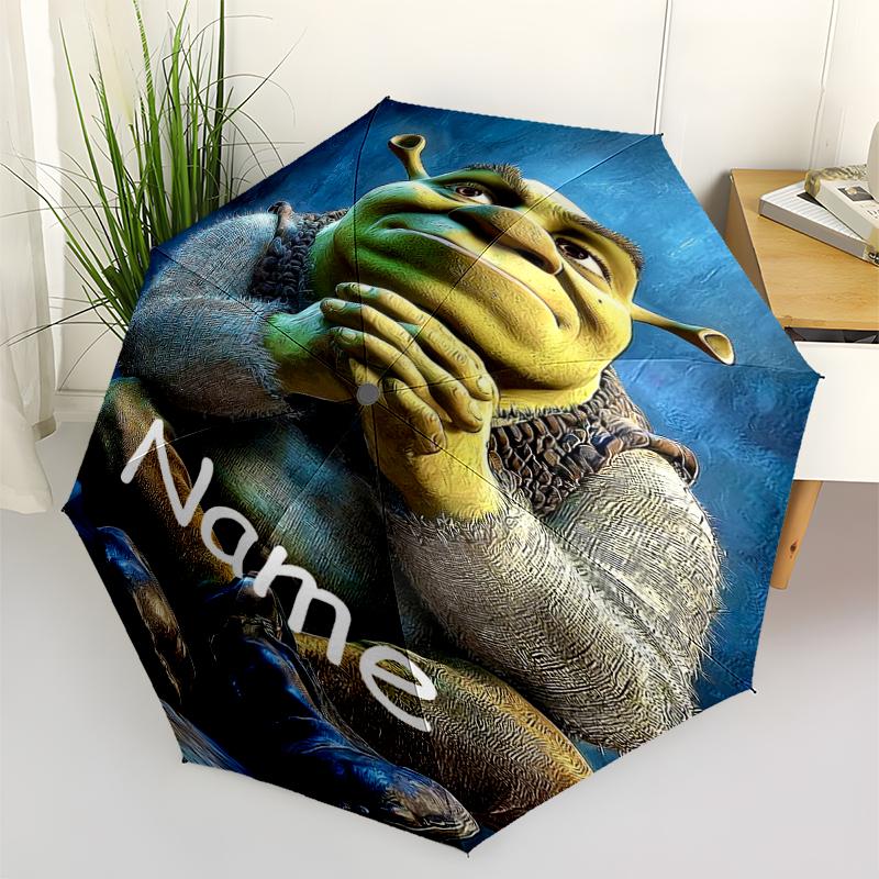 Custom Name Shrek Theme Automatic Umbrella, Lightweight & Portable, 8 Rib, Perfect for Outdoor Travel, Birthdays, Christmas, Gifts.