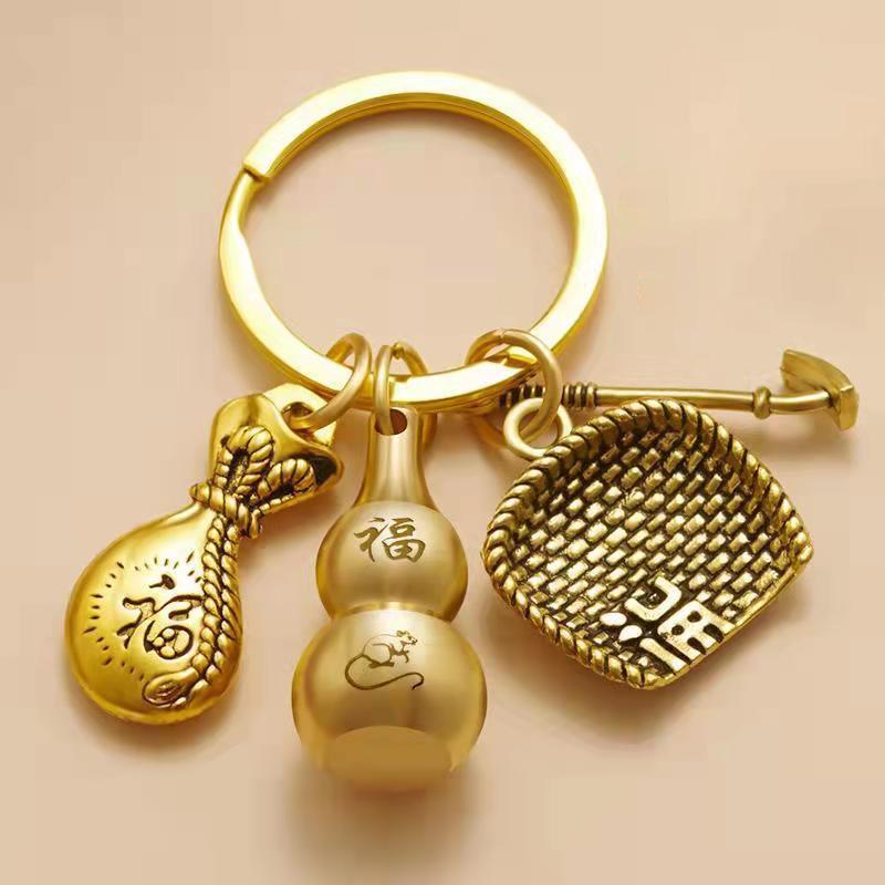 

Медь Латунь Медный Счастливый Мешок Тыква Креативный Подарок Зодиакальный Подарок Подвеска Брелок для Ключей для Автомобиля