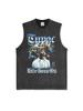 Canotta Senza Maniche Tupac Grafica Retro High Street Cotone Pesante
