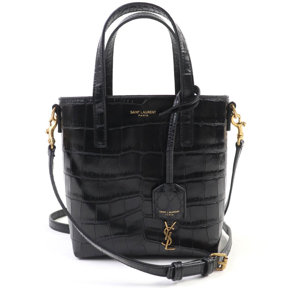 Excellent SAINT LAURENT PARIS Shoulder Bag Mini Toy Shopping Croco-embossed Used