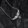 Fashion Angel Wing Inlaid Diamond Cross Clavicle Necklace Pendant For Men Women
