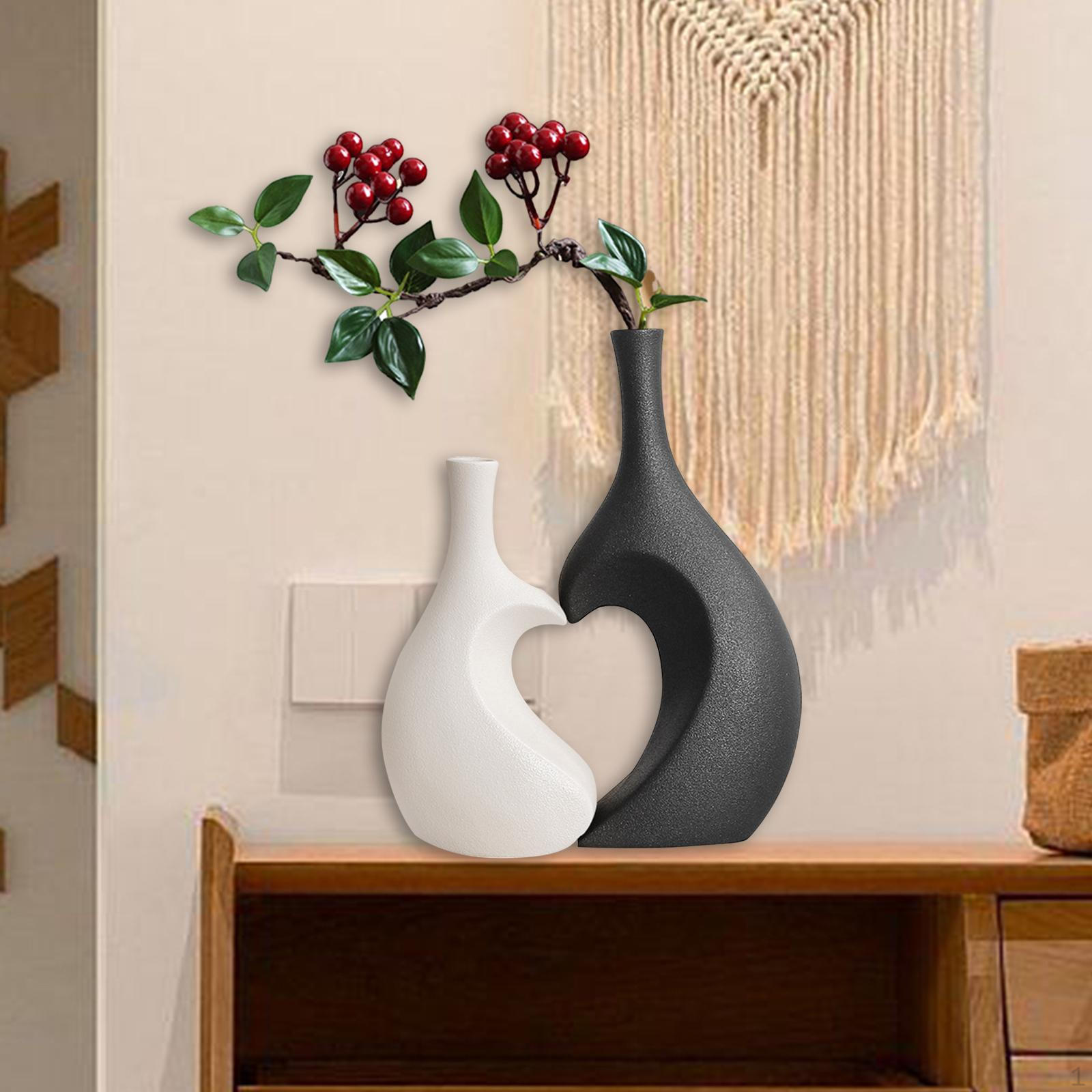 

Ваза для квітів, Зберігання пучка стебел бутонів, Декоративна ваза у формі серця для обіднього столу, White Black